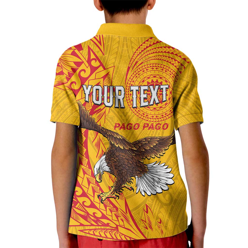 Personalised American Samoa Flag Day Kid Polo Shirt Fautasi Race Pago Pago-Aeto Eagle Wings Tribal Style LT03 - Polynesian Pride