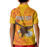 Personalised American Samoa Flag Day Kid Polo Shirt Fautasi Race Pago Pago-Aeto Eagle Wings Tribal Style LT03 - Polynesian Pride