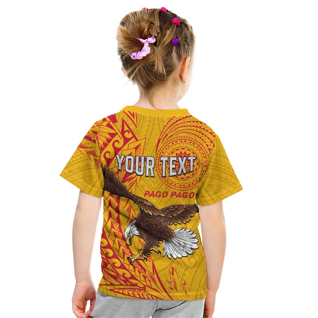 Personalised American Samoa Flag Day Kid T Shirt Fautasi Race Pago Pago-Aeto Eagle Wings Tribal Style LT03 - Polynesian Pride