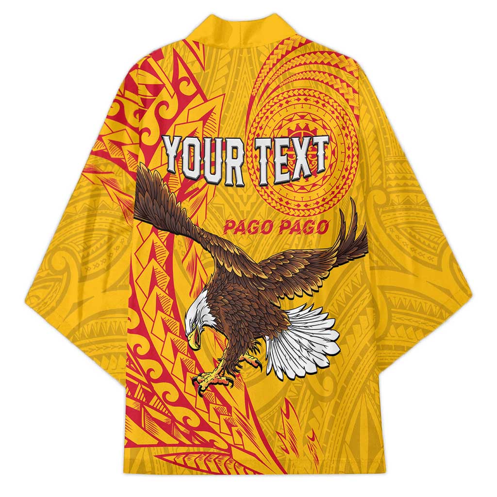 Personalised American Samoa Flag Day Kimono Fautasi Race Pago Pago-Aeto Eagle Wings Tribal Style