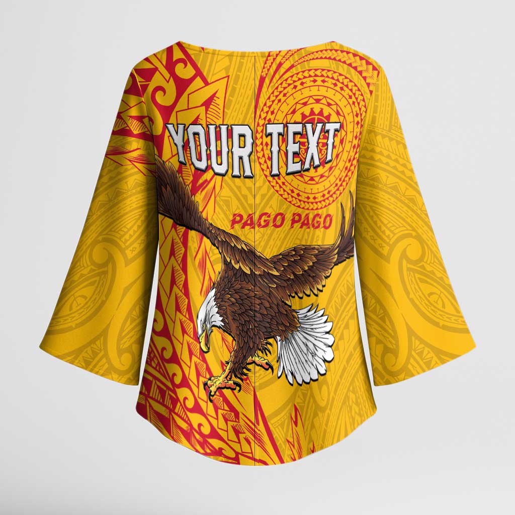 Personalised American Samoa Flag Day Kimono Sleeve Blouse Fautasi Race Pago Pago-Aeto Eagle Wings Tribal Style LT03 - Polynesian Pride