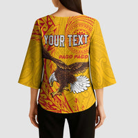 Personalised American Samoa Flag Day Kimono Sleeve Blouse Fautasi Race Pago Pago-Aeto Eagle Wings Tribal Style LT03 - Polynesian Pride
