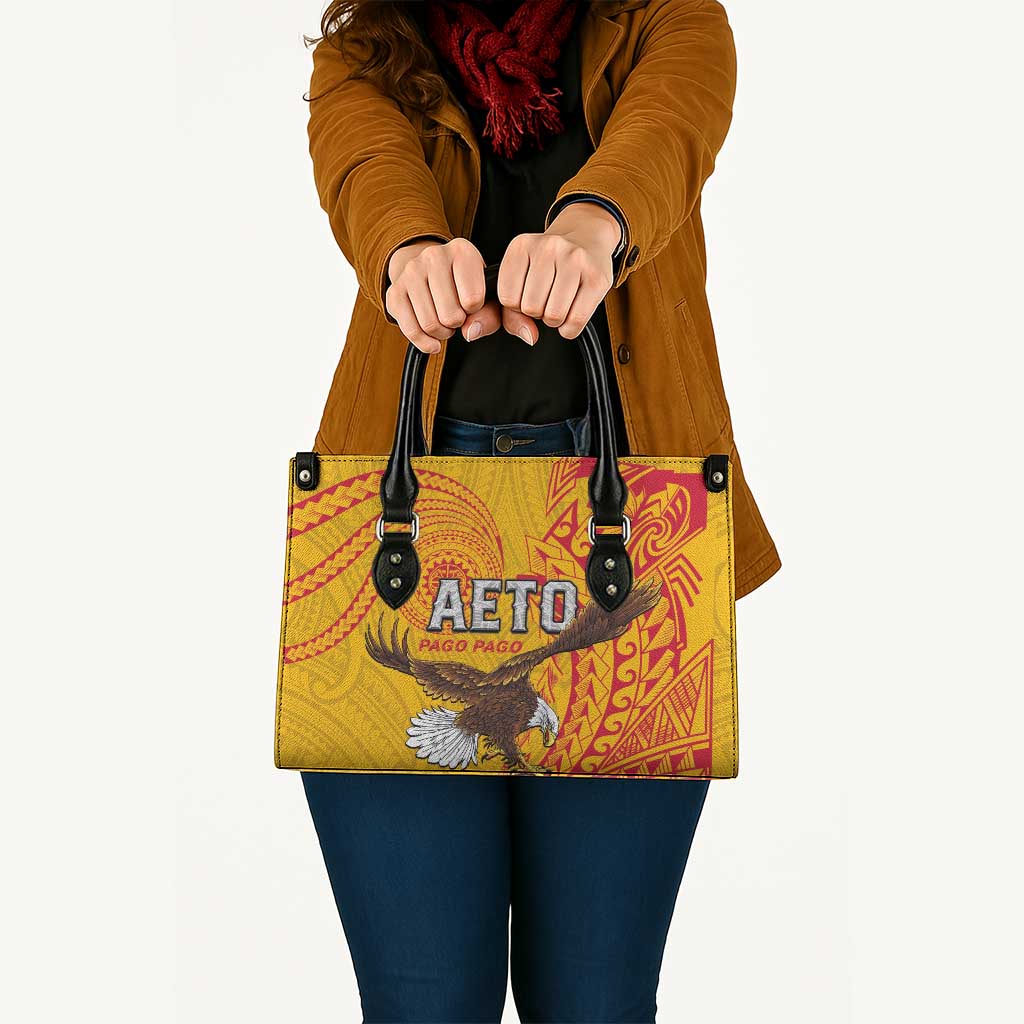 American Samoa Flag Day Leather Bag Fautasi Race Pago Pago-Aeto Eagle Wings Tribal Style