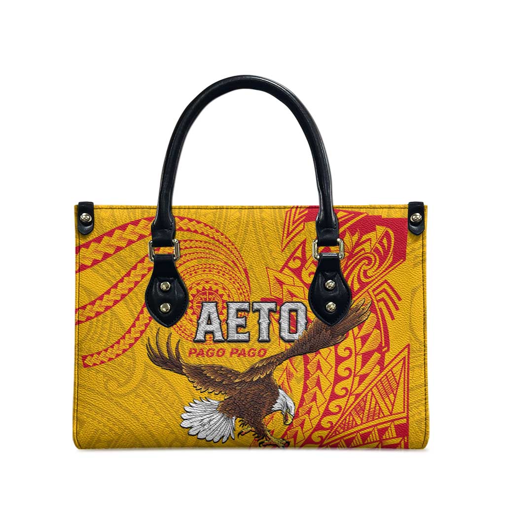 American Samoa Flag Day Leather Bag Fautasi Race Pago Pago-Aeto Eagle Wings Tribal Style