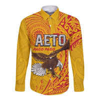 Personalised American Samoa Flag Day Long Sleeve Button Shirt Fautasi Race Pago Pago-Aeto Eagle Wings Tribal Style LT03 Unisex Multicolor - Polynesian Pride