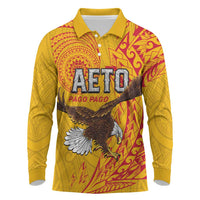 Personalised American Samoa Flag Day Long Sleeve Polo Shirt Fautasi Race Pago Pago-Aeto Eagle Wings Tribal Style LT03 Multicolor - Polynesian Pride