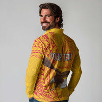 Personalised American Samoa Flag Day Long Sleeve Polo Shirt Fautasi Race Pago Pago-Aeto Eagle Wings Tribal Style LT03 - Polynesian Pride