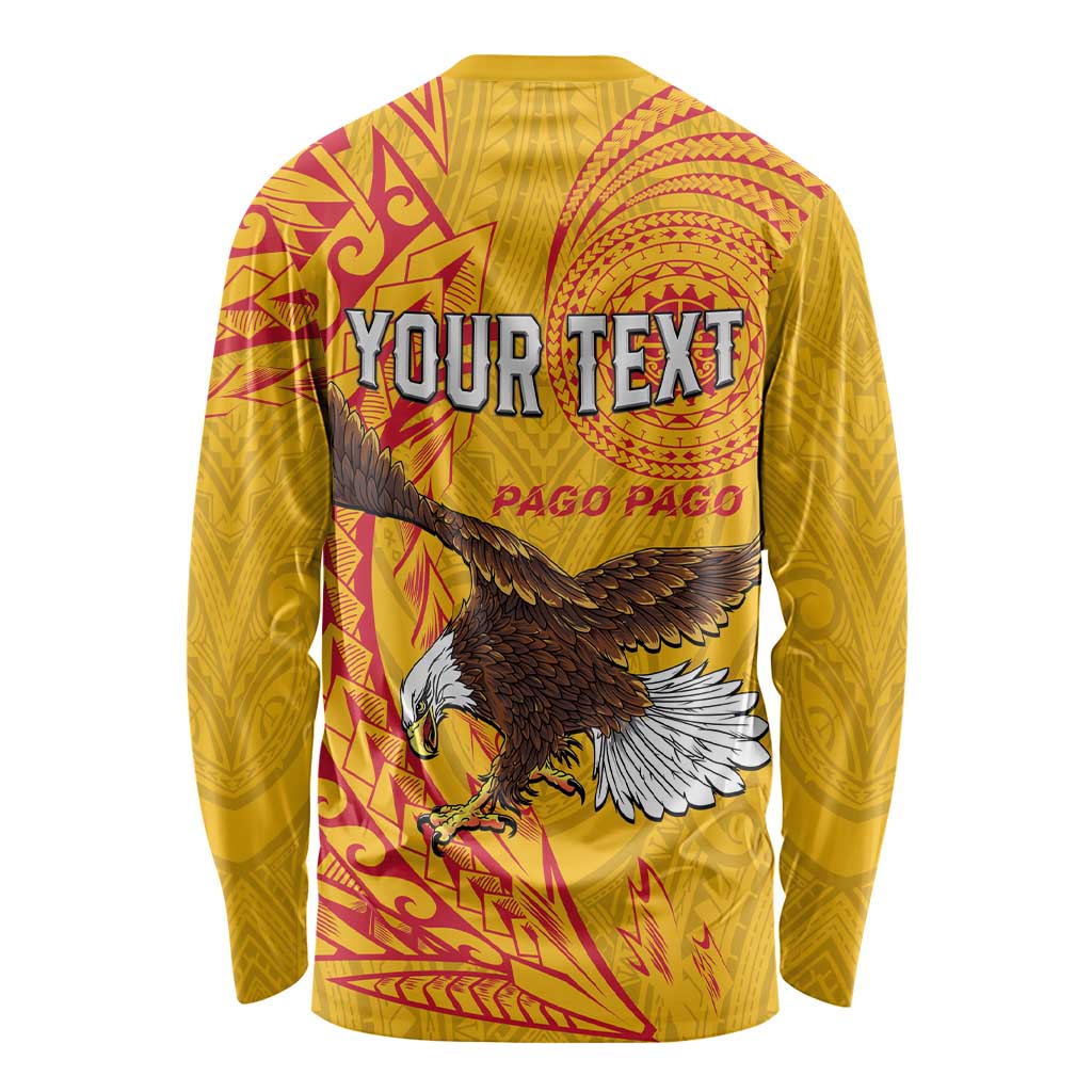 Personalised American Samoa Flag Day Long Sleeve Shirt Fautasi Race Pago Pago-Aeto Eagle Wings Tribal Style LT03 - Polynesian Pride