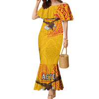 Personalised American Samoa Flag Day Mermaid Dress Fautasi Race Pago Pago-Aeto Eagle Wings Tribal Style LT03 Women Multicolor - Polynesian Pride