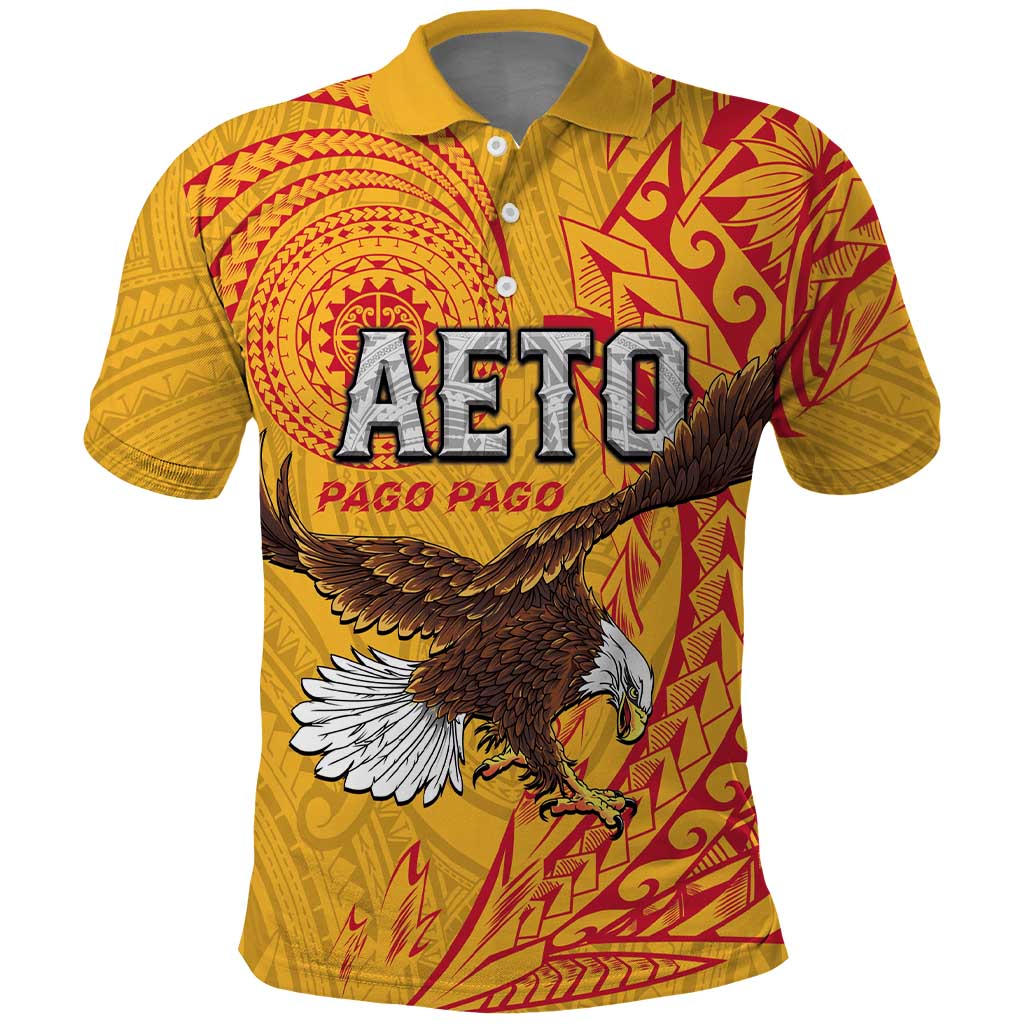 Personalised American Samoa Flag Day Polo Shirt Fautasi Race Pago Pago-Aeto Eagle Wings Tribal Style LT03 Multicolor - Polynesian Pride