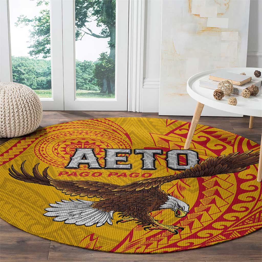 American Samoa Flag Day Round Carpet Fautasi Race Pago Pago-Aeto Eagle Wings Tribal Style
