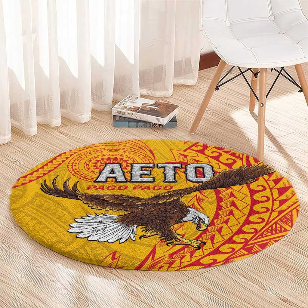 American Samoa Flag Day Round Carpet Fautasi Race Pago Pago-Aeto Eagle Wings Tribal Style