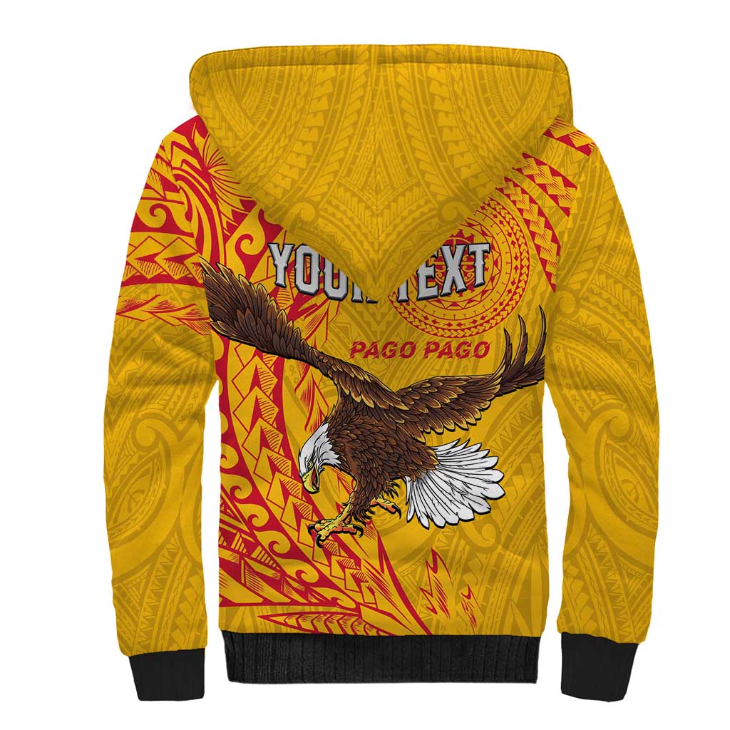 Personalised American Samoa Flag Day Sherpa Hoodie Fautasi Race Pago Pago-Aeto Eagle Wings Tribal Style LT03 - Polynesian Pride