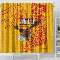 American Samoa Flag Day Shower Curtain Fautasi Race Pago Pago-Aeto Eagle Wings Tribal Style LT03 - Polynesian Pride