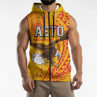 Personalised American Samoa Flag Day Sleeveless Zip Hoodie Fautasi Race Pago Pago-Aeto Eagle Wings Tribal Style LT03 - Polynesian Pride