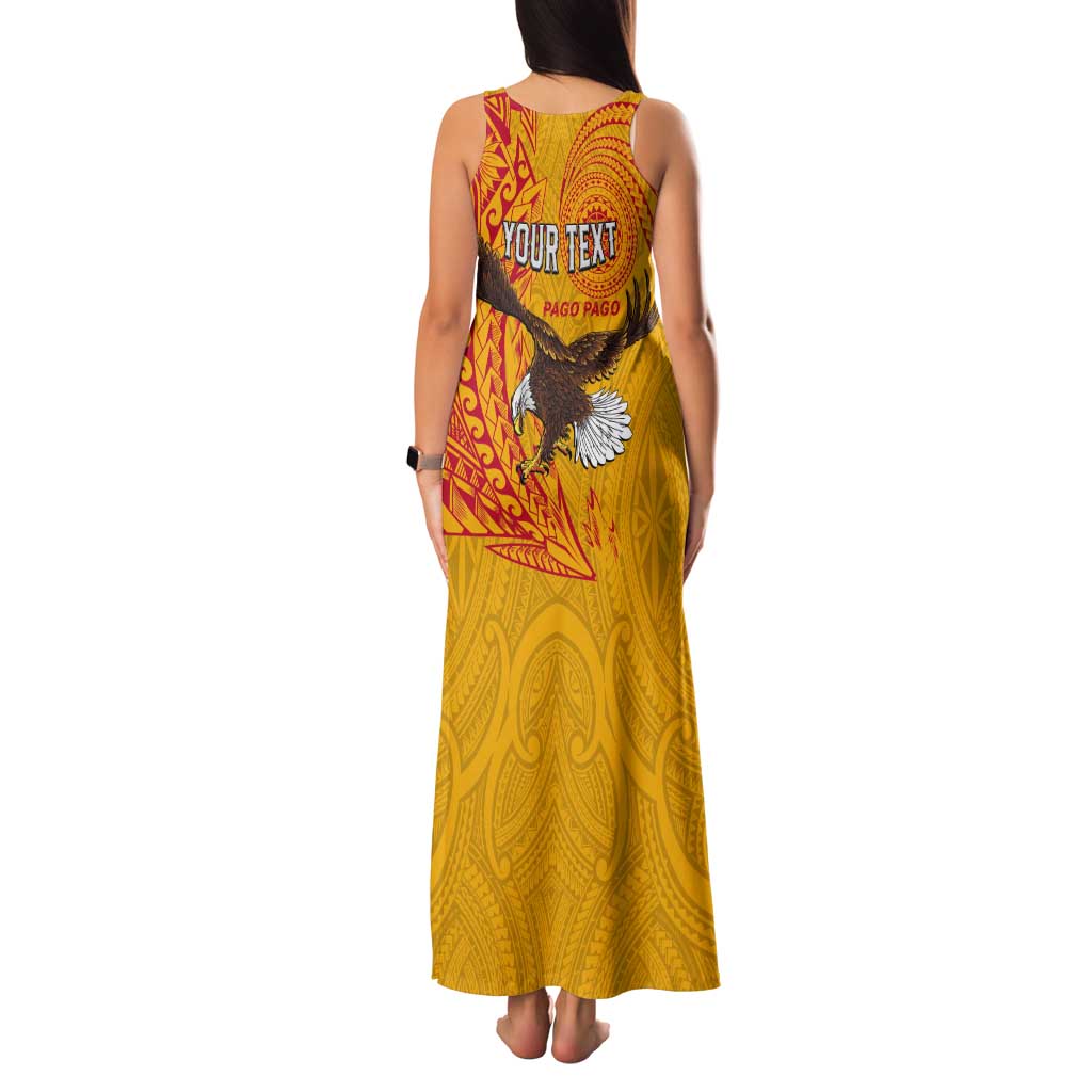 Personalised American Samoa Flag Day Tank Maxi Dress Fautasi Race Pago Pago-Aeto Eagle Wings Tribal Style LT03 - Polynesian Pride