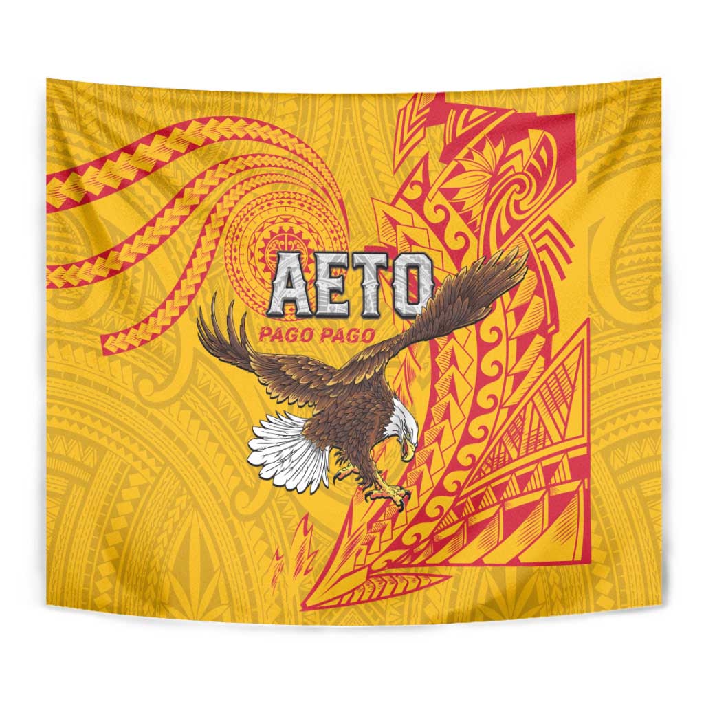 American Samoa Flag Day Tapestry Fautasi Race Pago Pago-Aeto Eagle Wings Tribal Style