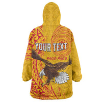 Personalised American Samoa Flag Day Wearable Blanket Hoodie Fautasi Race Pago Pago-Aeto Eagle Wings Tribal Style LT03 - Polynesian Pride