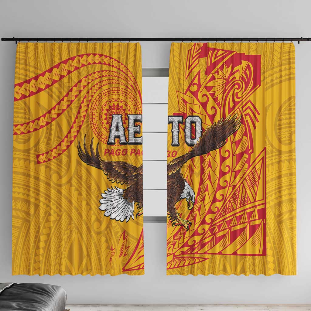 American Samoa Flag Day Window Curtain Fautasi Race Pago Pago-Aeto Eagle Wings Tribal Style