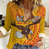 Personalised American Samoa Flag Day Women Casual Shirt Fautasi Race Pago Pago-Aeto Eagle Wings Tribal Style LT03 Female Multicolor - Polynesian Pride