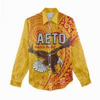 Personalised American Samoa Flag Day Women Casual Shirt Fautasi Race Pago Pago-Aeto Eagle Wings Tribal Style LT03 - Polynesian Pride