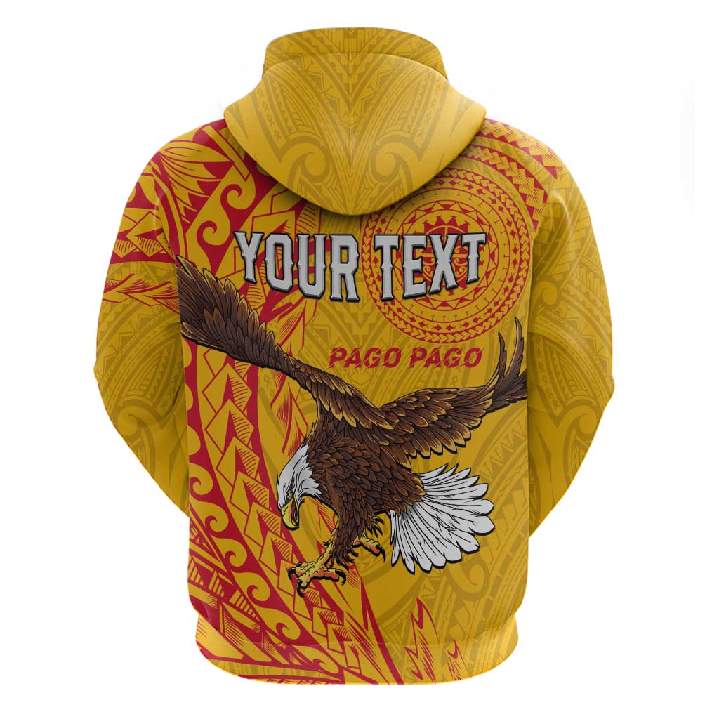 Personalised American Samoa Flag Day Zip Hoodie Fautasi Race Pago Pago-Aeto Eagle Wings Tribal Style LT03 - Polynesian Pride