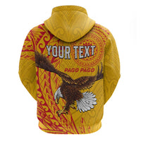 Personalised American Samoa Flag Day Zip Hoodie Fautasi Race Pago Pago-Aeto Eagle Wings Tribal Style LT03 - Polynesian Pride