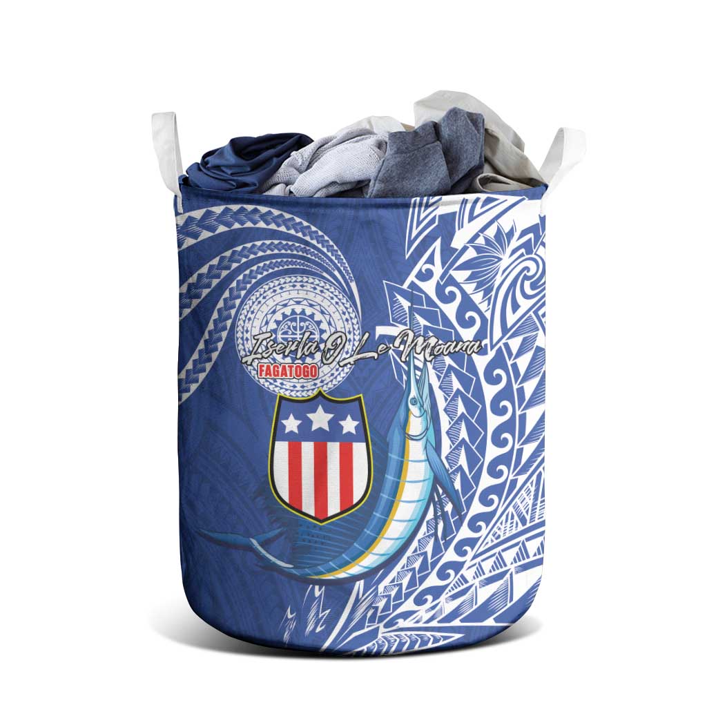 American Samoa Flag Day Laundry Basket Fautasi Race Fagatogo-Iseula O Le Moana Sailfish Tribal Style LT03 - Polynesian Pride