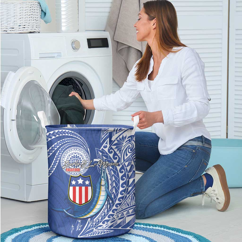 American Samoa Flag Day Laundry Basket Fautasi Race Fagatogo-Iseula O Le Moana Sailfish Tribal Style LT03 - Polynesian Pride
