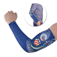 Personalised American Samoa Flag Day Arm Sleeves Fautasi Race Fagatogo-Iseula O Le Moana Sailfish Tribal Style LT03 Set of 2 Multicolor - Polynesian Pride