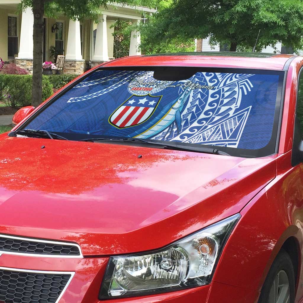 American Samoa Flag Day Auto Sun Shade Fautasi Race Fagatogo-Iseula O Le Moana Sailfish Tribal Style LT03 - Polynesian Pride