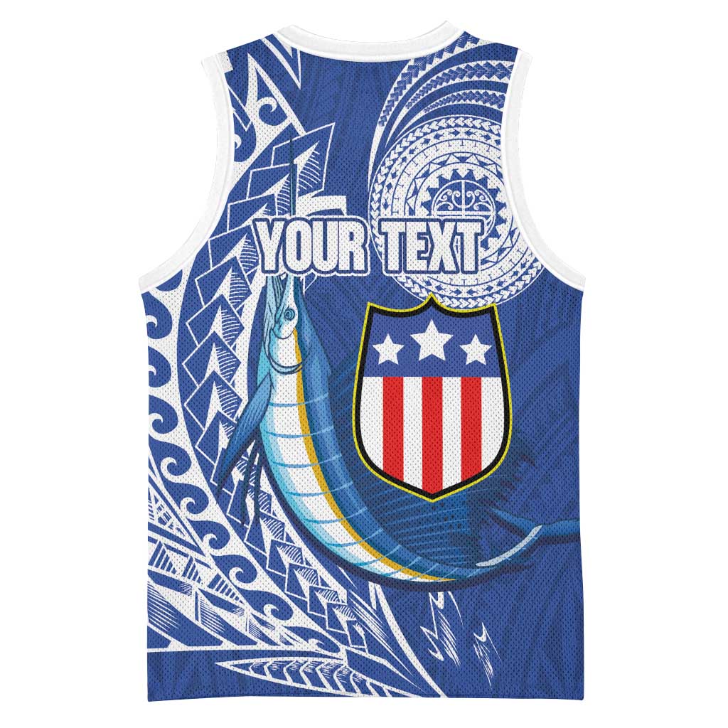 Personalised American Samoa Flag Day Basketball Jersey Fautasi Race Fagatogo-Iseula O Le Moana Sailfish Tribal Style LT03 - Polynesian Pride