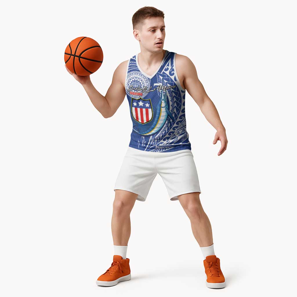 Personalised American Samoa Flag Day Basketball Jersey Fautasi Race Fagatogo-Iseula O Le Moana Sailfish Tribal Style LT03 - Polynesian Pride