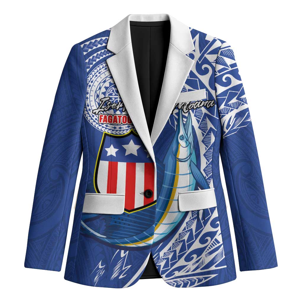 Personalised American Samoa Flag Day Blazer Fautasi Race Fagatogo-Iseula O Le Moana Sailfish Tribal Style