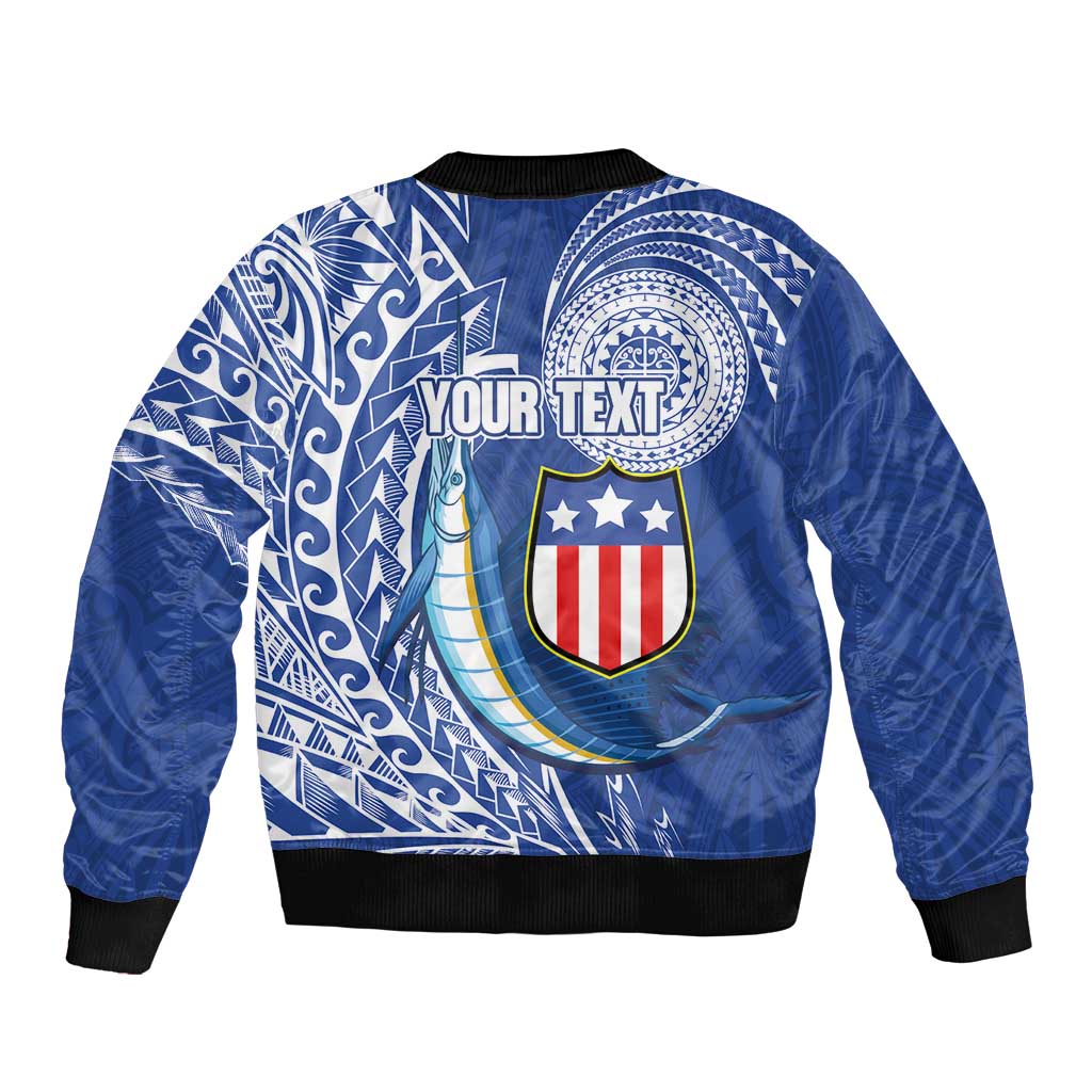 Personalised American Samoa Flag Day Bomber Jacket Fautasi Race Fagatogo-Iseula O Le Moana Sailfish Tribal Style LT03 - Polynesian Pride