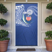 Personalised American Samoa Flag Day Door Cover Fautasi Race Fagatogo-Iseula O Le Moana Sailfish Tribal Style LT03 Multicolor - Polynesian Pride
