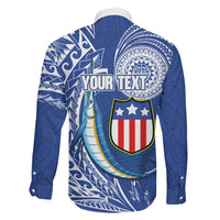 Personalised American Samoa Flag Day Family Matching Long Sleeve Bodycon Dress and Hawaiian Shirt Fautasi Race Fagatogo-Iseula O Le Moana Sailfish Tribal Style LT03 - Polynesian Pride
