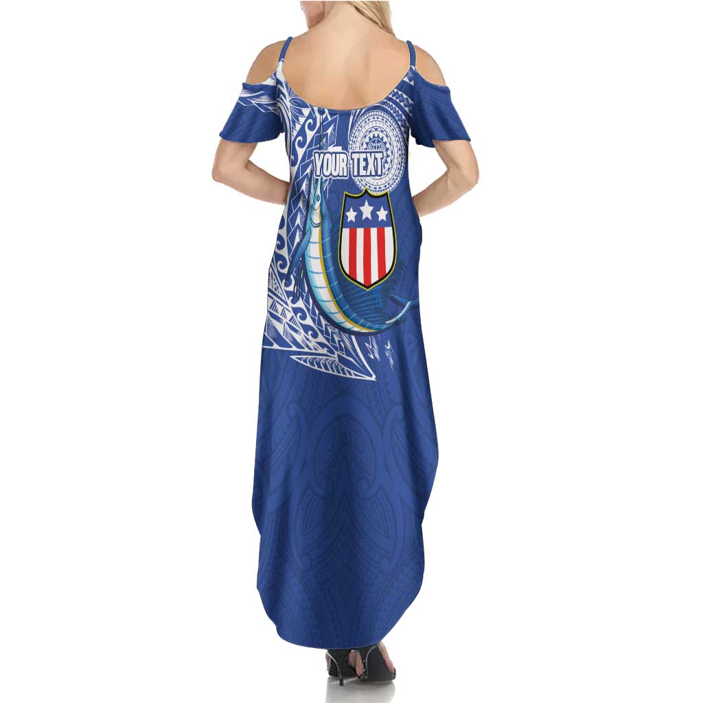 Personalised American Samoa Flag Day Family Matching Summer Maxi Dress and Hawaiian Shirt Fautasi Race Fagatogo-Iseula O Le Moana Sailfish Tribal Style LT03 - Polynesian Pride