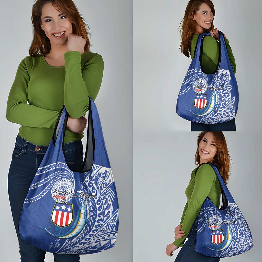 American Samoa Flag Day Grocery Bag Fautasi Race Fagatogo-Iseula O Le Moana Sailfish Tribal Style LT03 - Polynesian Pride