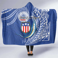 American Samoa Flag Day Hooded Blanket Fautasi Race Fagatogo-Iseula O Le Moana Sailfish Tribal Style LT03 One Size Multicolor - Polynesian Pride