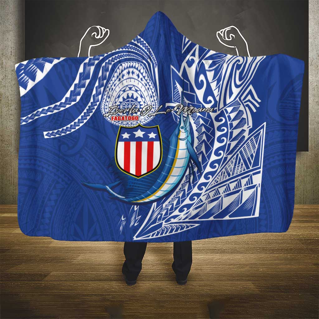 American Samoa Flag Day Hooded Blanket Fautasi Race Fagatogo-Iseula O Le Moana Sailfish Tribal Style LT03 - Polynesian Pride