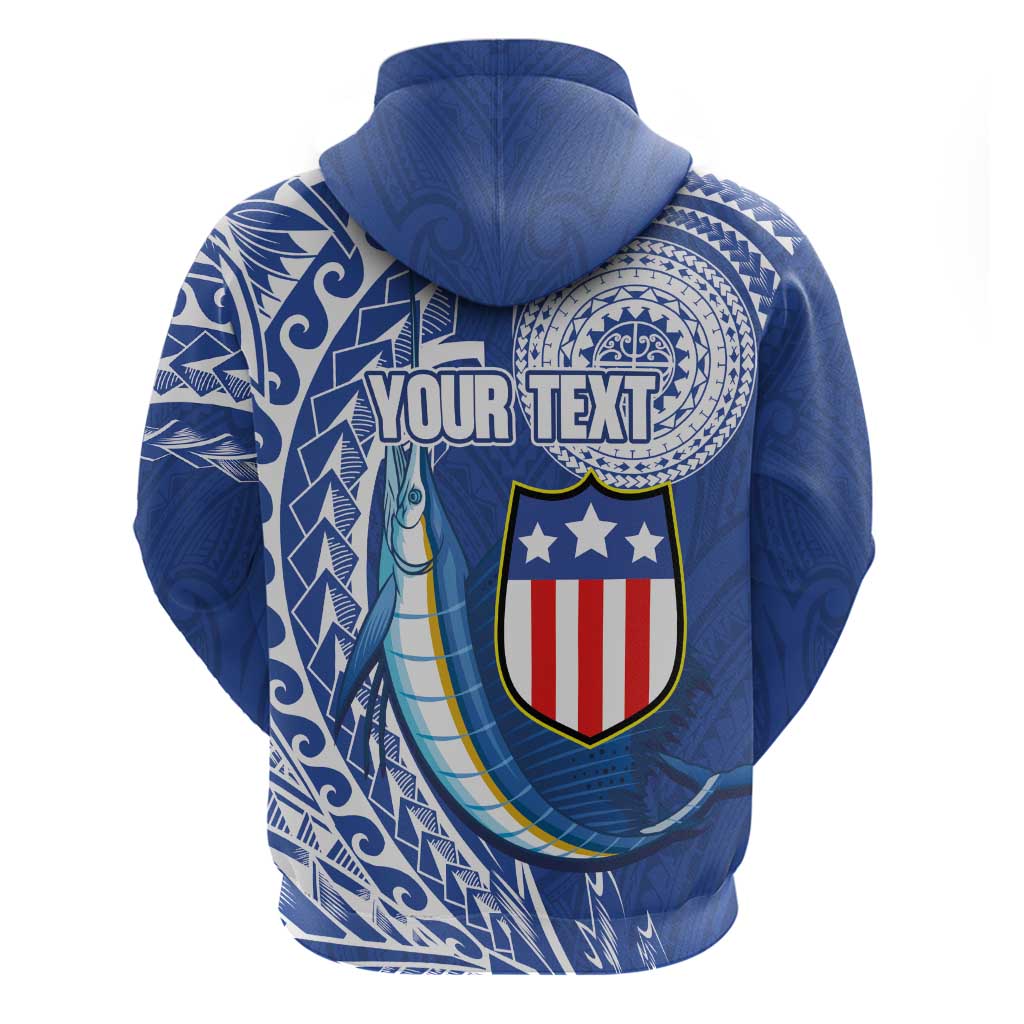 Personalised American Samoa Flag Day Hoodie Fautasi Race Fagatogo-Iseula O Le Moana Sailfish Tribal Style LT03 - Polynesian Pride