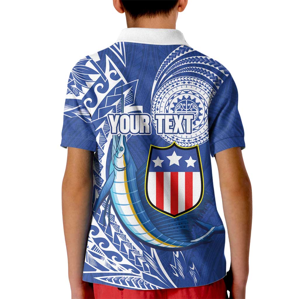 Personalised American Samoa Flag Day Kid Polo Shirt Fautasi Race Fagatogo-Iseula O Le Moana Sailfish Tribal Style LT03 - Polynesian Pride
