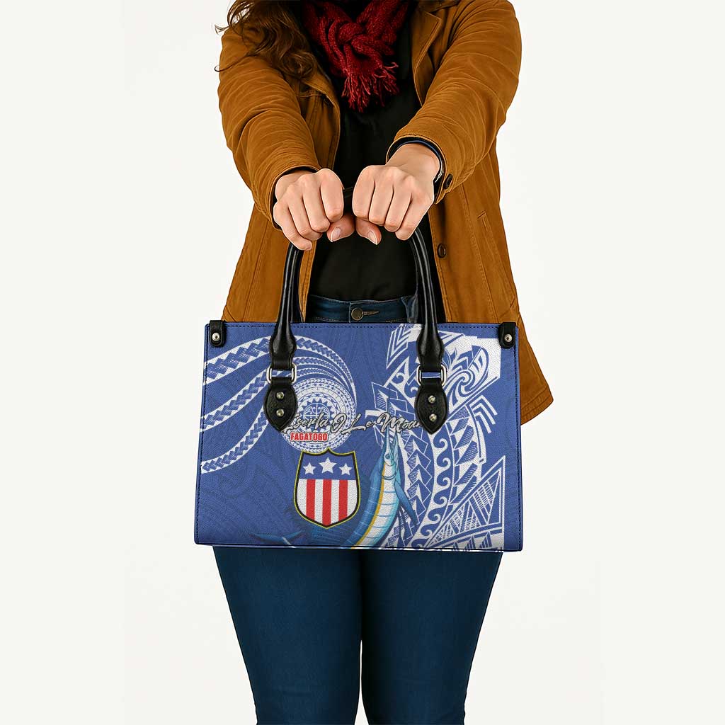 American Samoa Flag Day Leather Bag Fautasi Race Fagatogo-Iseula O Le Moana Sailfish Tribal Style LT03 - Polynesian Pride