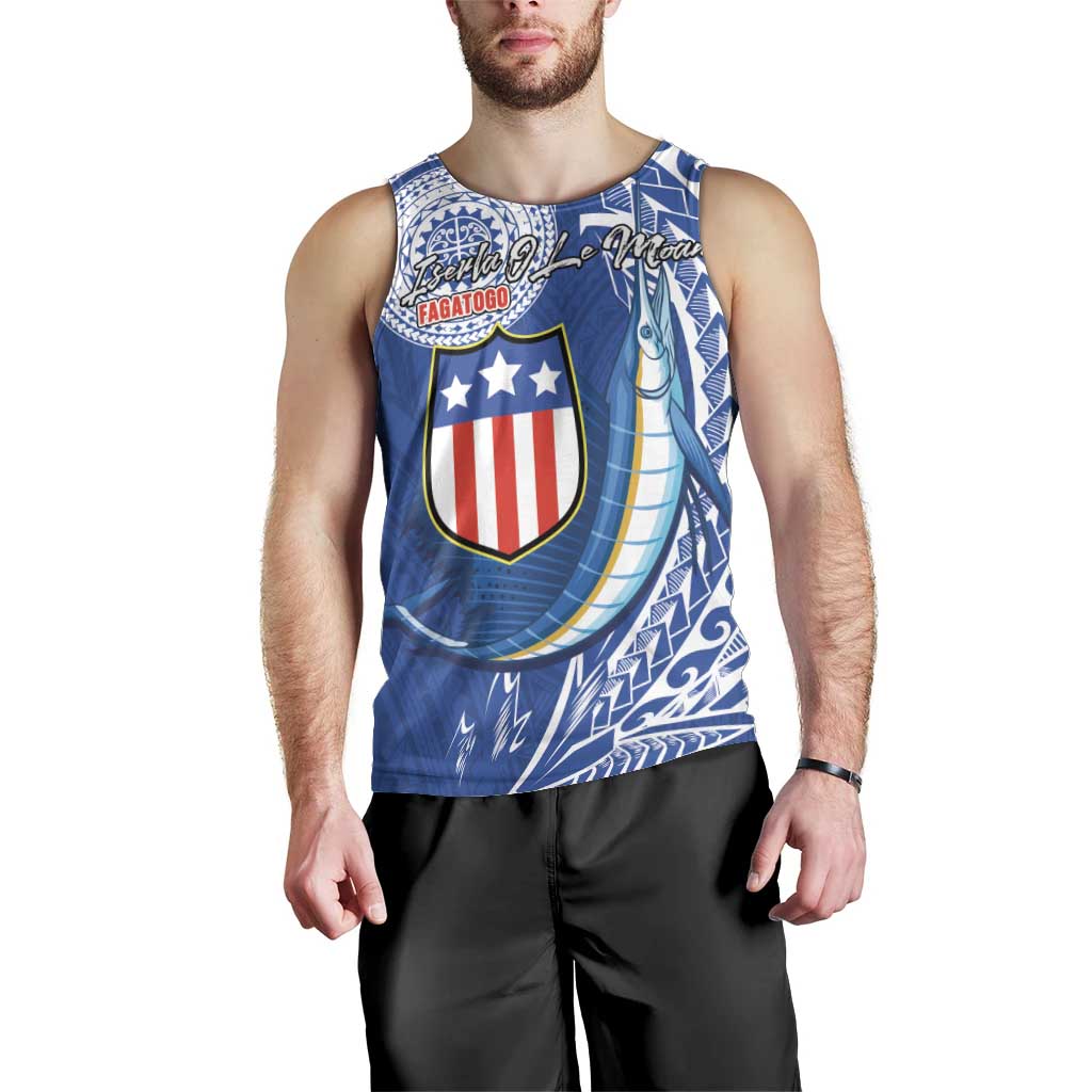 Personalised American Samoa Flag Day Men Tank Top Fautasi Race Fagatogo-Iseula O Le Moana Sailfish Tribal Style LT03 - Polynesian Pride