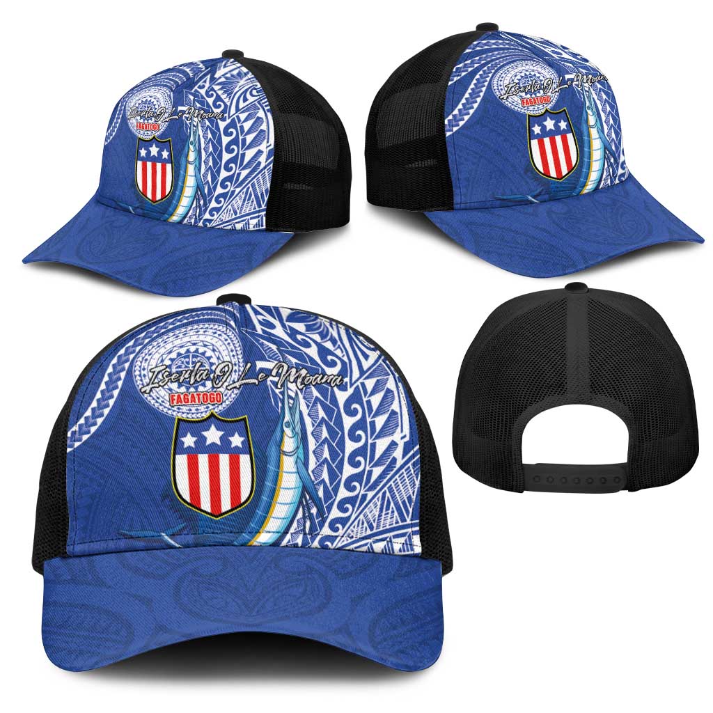 American Samoa Flag Day Mesh Trucker Cap Fautasi Race Fagatogo-Iseula O Le Moana Sailfish Tribal Style LT03 - Polynesian Pride