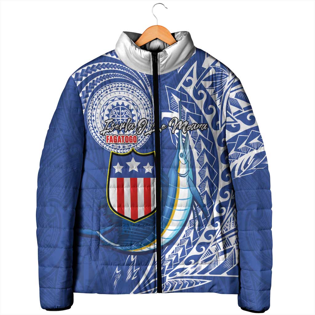 Personalised American Samoa Flag Day Padded Jacket Fautasi Race Fagatogo-Iseula O Le Moana Sailfish Tribal Style LT03 - Polynesian Pride