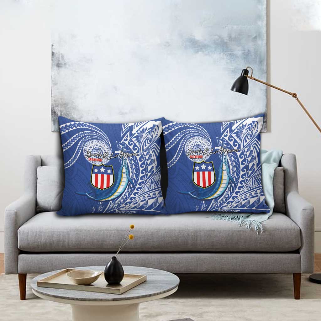 American Samoa Flag Day Pillow Cover Fautasi Race Fagatogo-Iseula O Le Moana Sailfish Tribal Style LT03 - Polynesian Pride