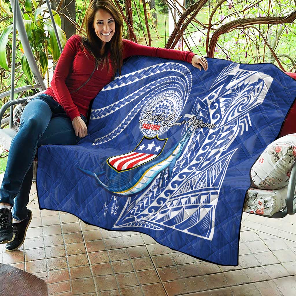 American Samoa Flag Day Quilt Fautasi Race Fagatogo-Iseula O Le Moana Sailfish Tribal Style LT03 - Polynesian Pride