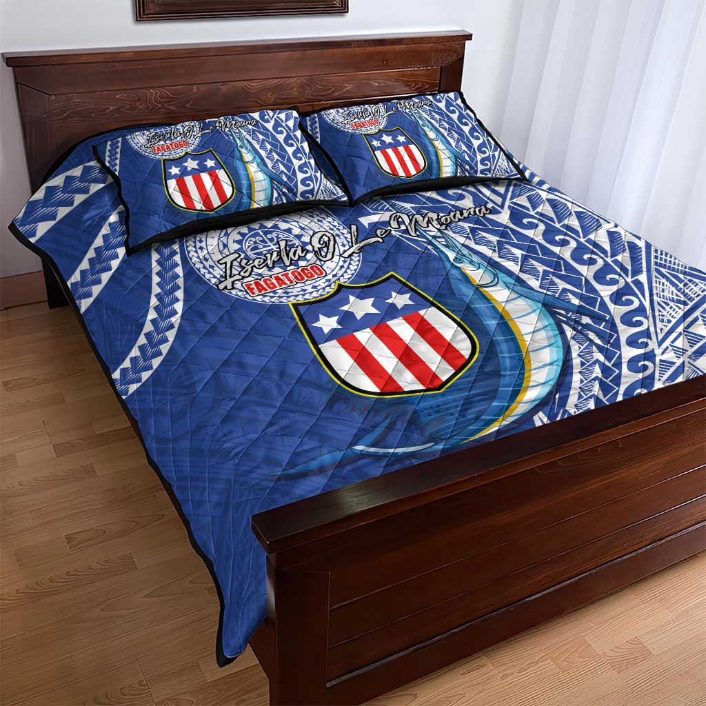 American Samoa Flag Day Quilt Bed Set Fautasi Race Fagatogo-Iseula O Le Moana Sailfish Tribal Style LT03 - Polynesian Pride